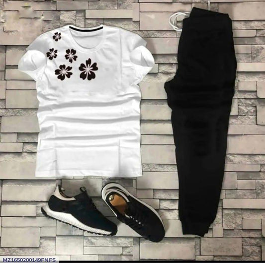Women Black Floral Printed 2-Piece Tracksuit Set
