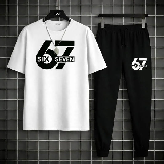 Men's White Printed 2-Piece Track Suit XL to 2XL