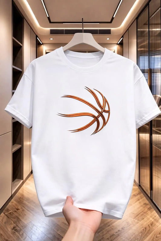 Men's Cotton Printed Basketball Graphic T-Shirt Round Neck