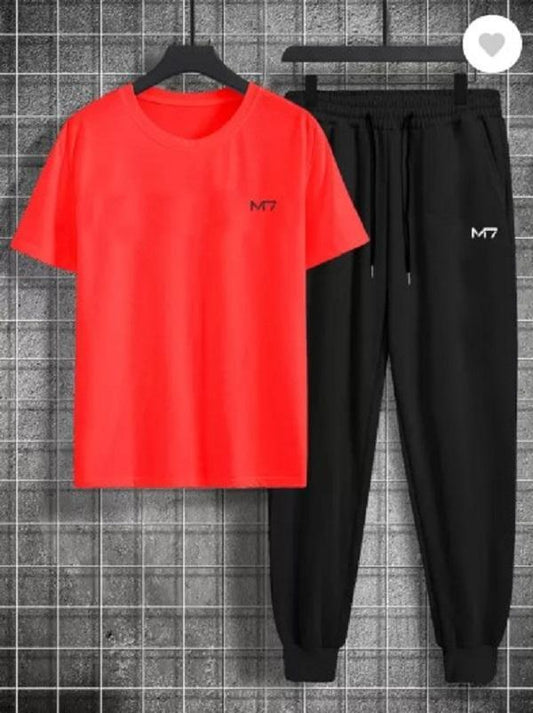 Black Unisex Printed Track Suit 2 Pcs Slim Fit