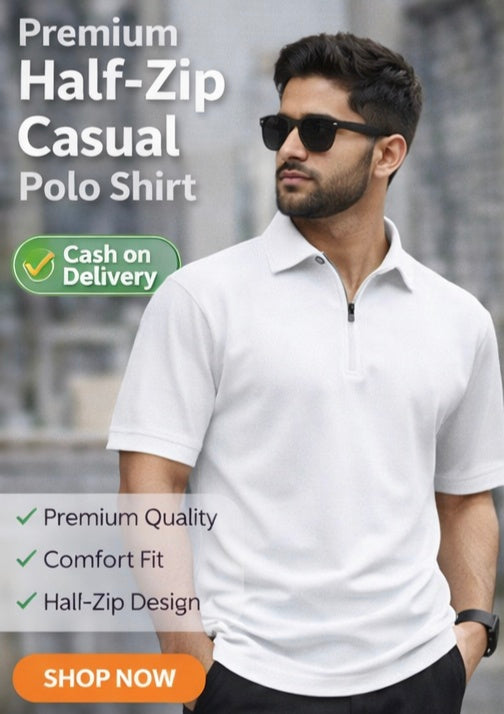 Half-Zip Casual Polo Shirt