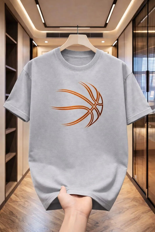 Men's Cotton Printed Basketball Graphic T-Shirt Round Neck