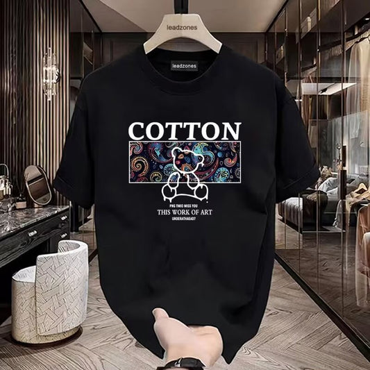 Men’s Cotton Graphic Printed T-Shirt – Premium Casual Round Neck Half Sleeve Tee for Men | Navy Blue, Black & Maroon