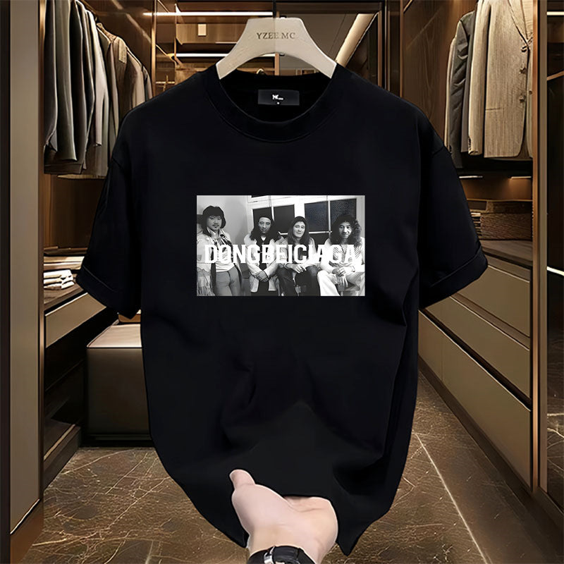 Dongbeichao Graphic Oversized T-Shirt for Men & Women – Premium Casual Tee (Black, White, Maroon)